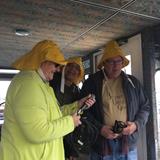 Sharon, Herb, and Mark all set for the wet weather on board!