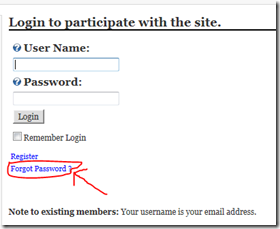Press the forgot password link