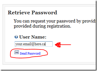 Enter your email address and press Send Password 