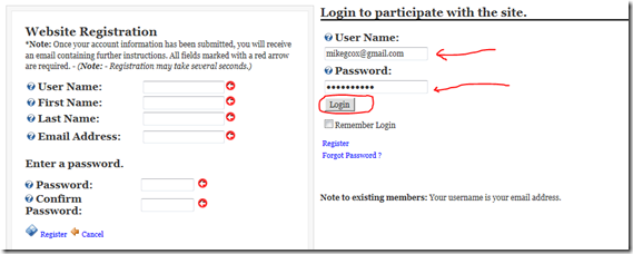 Enter your username and password and press Login