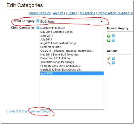 Choose Parent Category and then Add New Category link